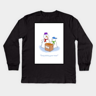 Stop picking your nose - Christmas card Kids Long Sleeve T-Shirt